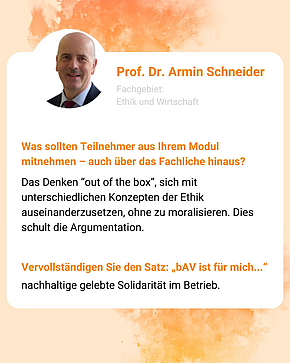 Dozent Armin Schneider - Betriebswirt bAV (FH)